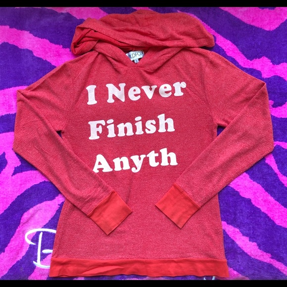 Wildfox I Never Finish Anyth 📝 Hoodie Small - Picture 2 of 5